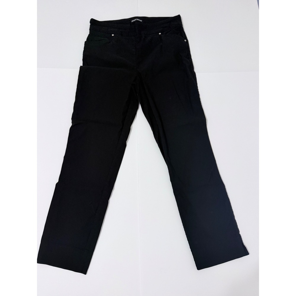 Hilary Radley Black Straight Leg Pull On Pants Size Medium D4380-I626